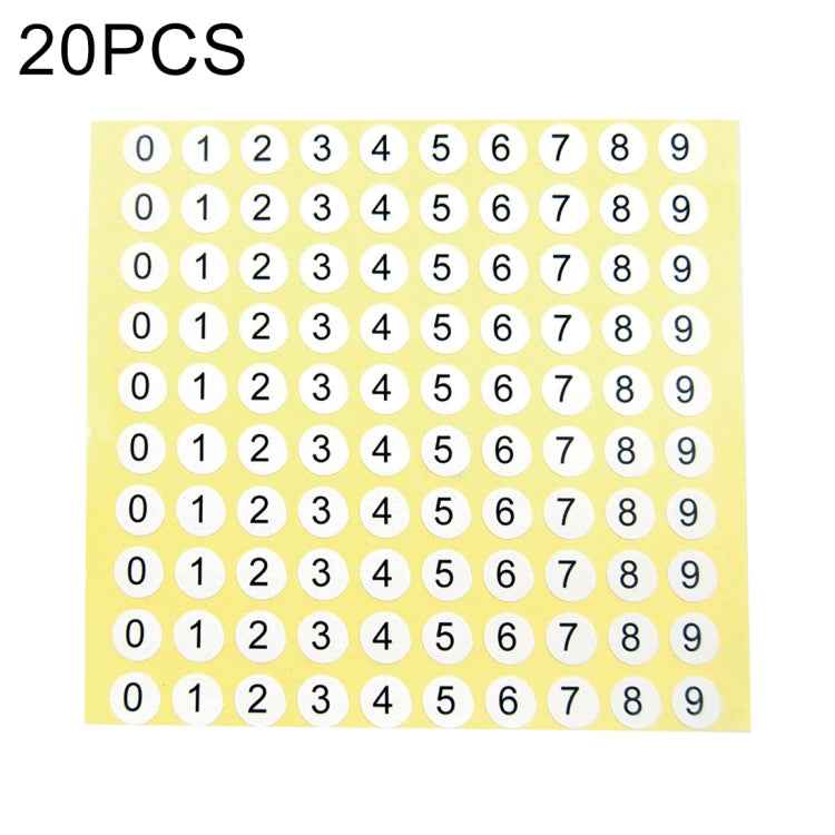 20 PCS Round Shape Number Sticker Shoe Size Label, Number 0-9
