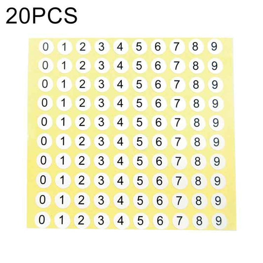 20 PCS Round Shape Number Sticker Shoe Size Label, Number 0-9
