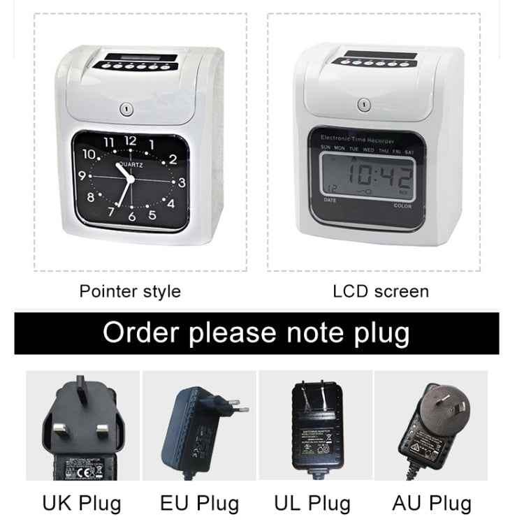 LCD Screen Electronic Time Clock Paper Card English Attendance Machine Punch Machine, Support Music Bell