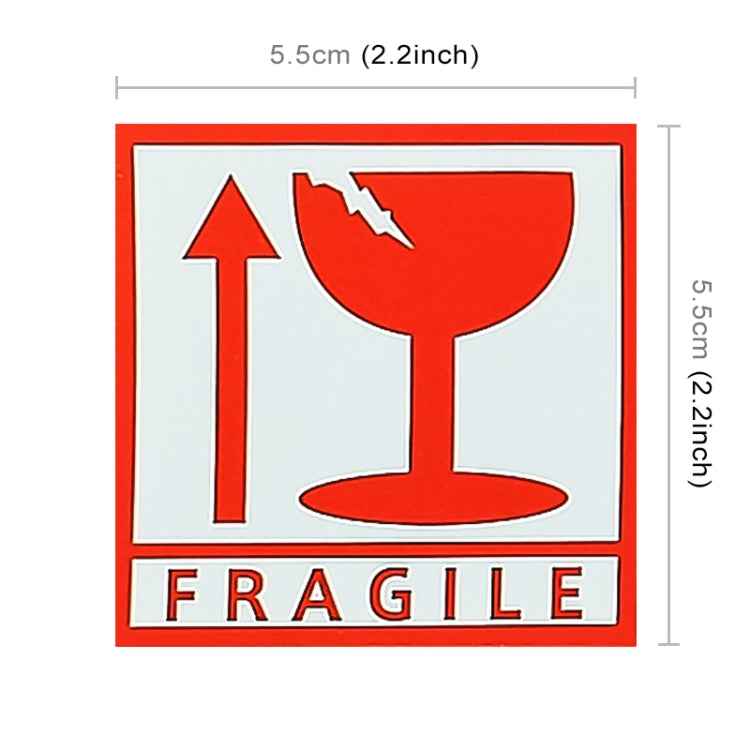 1000 PCS Self-adhesive English Warning Sticker Fragile Label, Size: 5.5x5.5cm