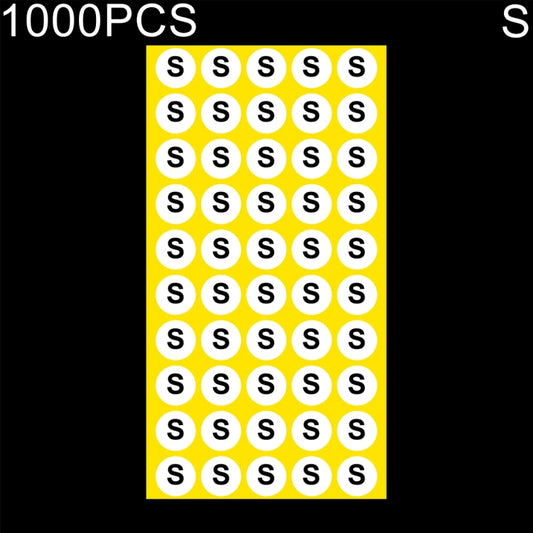 1000 PCS Round Shape Size Sticker Clothes Size Label, Size: S, S