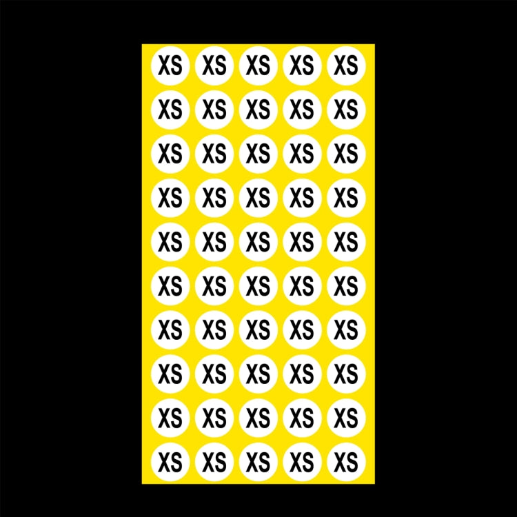 1000 PCS Round Shape Size Sticker Clothes Size Label, Size: XS, XS