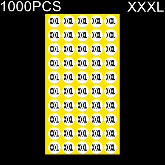 1000 PCS Round Shape Size Sticker Clothes Size Label, Size: XXXL, XXXL
