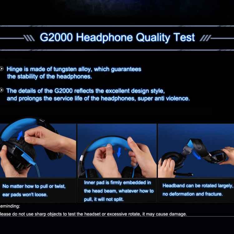 KOTION EACH G2000 Over-ear Game Gaming Headphone Headset Earphone Headband with Mic Stereo Bass LED Light for PC Gamer,Cable Length: About 2.2m(White + Red)
