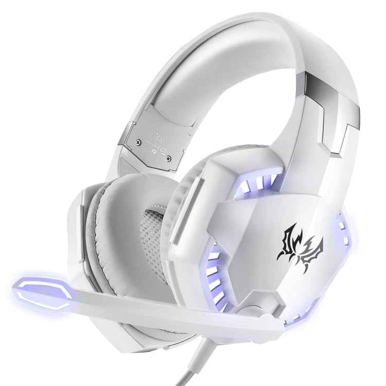 KOTION EACH G2000 Over-ear Game Gaming Headphone Headset Earphone Headband with Mic Stereo Bass LED Light for PC Gamer,Cable Length: About 2.2m(White + Red)