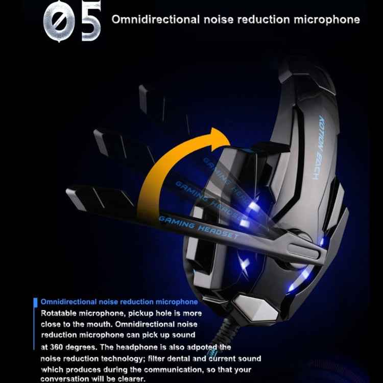KOTION EACH G9000 3.5mm Game Gaming Headphone Headset Earphone Headband with Microphone LED Light for Laptop / Tablet / Mobile Phones,Cable Length: About 2.2m