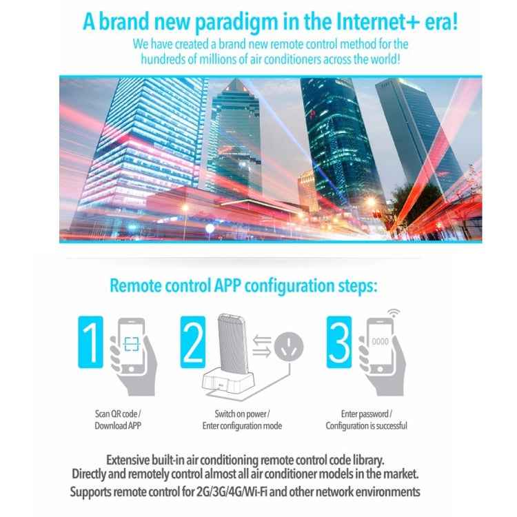 CHUNGHOP K-380EW WiFi Smart Universal LCD Air-Conditioner Remote Control with Holder, Support 2G / 3G / 4G / WiFi Network