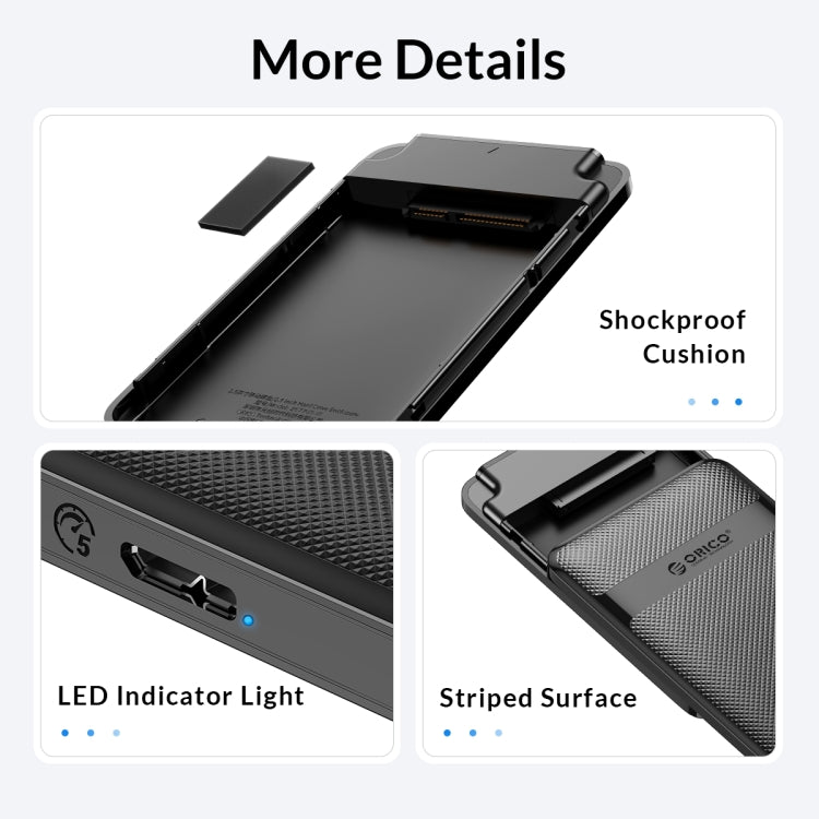 ORICO 2577U3-V1 Grid Texture Design 2.5 inch USB3.0 Micro-B Hard Drive Enclosure Box, 2577U3-V1