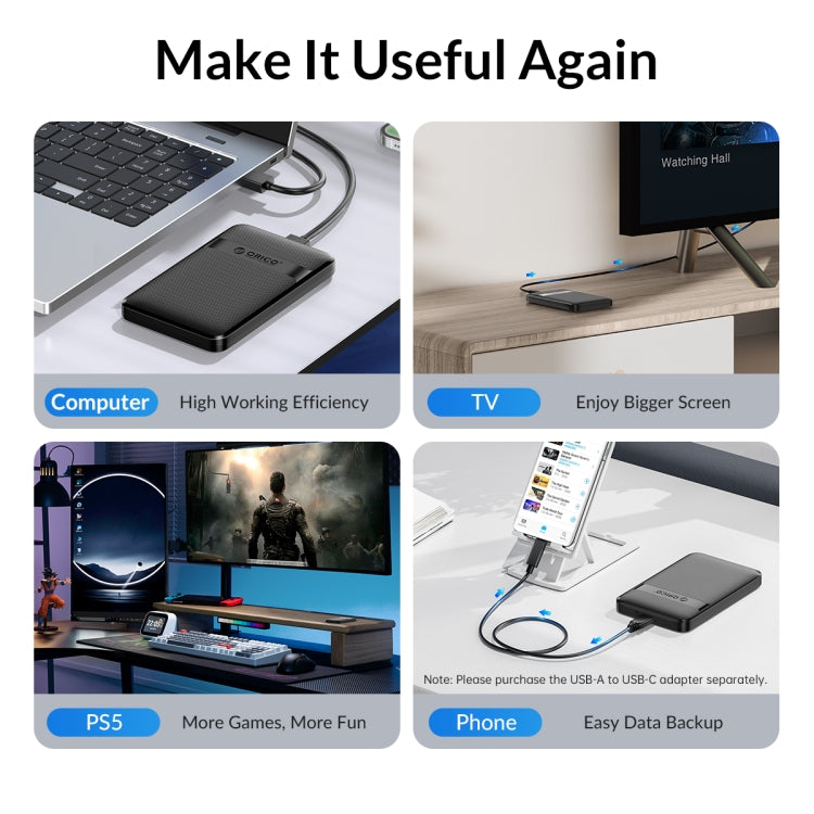 ORICO 2577U3-V1 Grid Texture Design 2.5 inch USB3.0 Micro-B Hard Drive Enclosure Box, 2577U3-V1