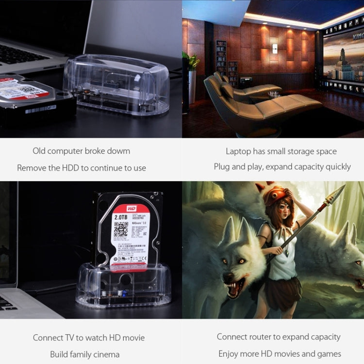 ORICO 6139U3 2.5 / 3.5 inch Transparent SATA to USB 3.0 Hard Drive Dock Station, USB 3.0