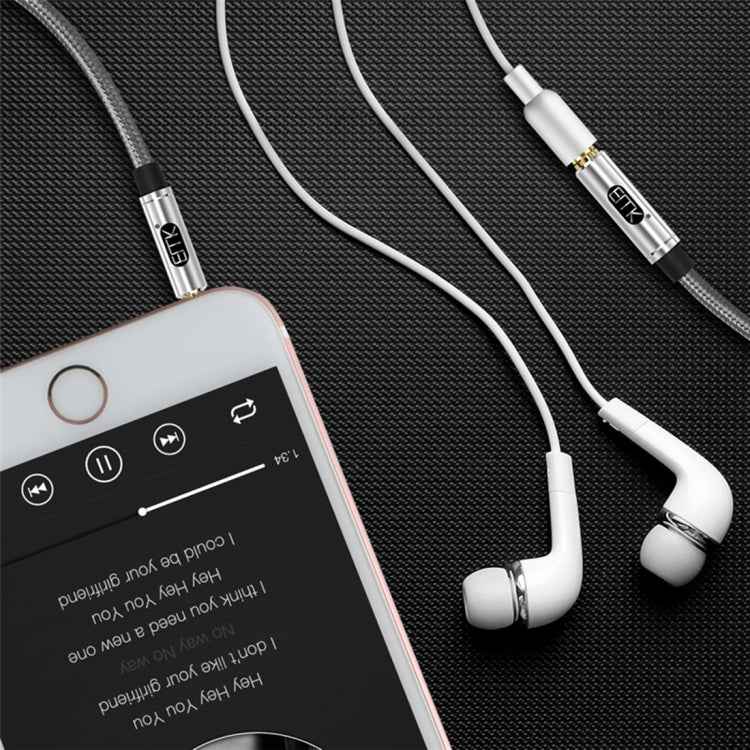 EMK 3.5mm Male to Female Gold-plated Plug Cotton Braided Audio Cable for Speaker / Notebooks / Headphone, Length: 0.5m
