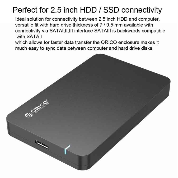 ORICO 2569S3 USB3.0 Micro-B External Hard Disk Box Storage Case for 9.5mm 2.5 inch SATA HDD / SSD