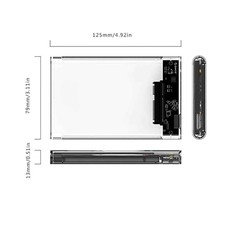 ORICO 2139U3-CR USB3.0 Transparent External Hard Disk Box Storage Case for 9.5mm 2.5 inch SATA HDD / SSD