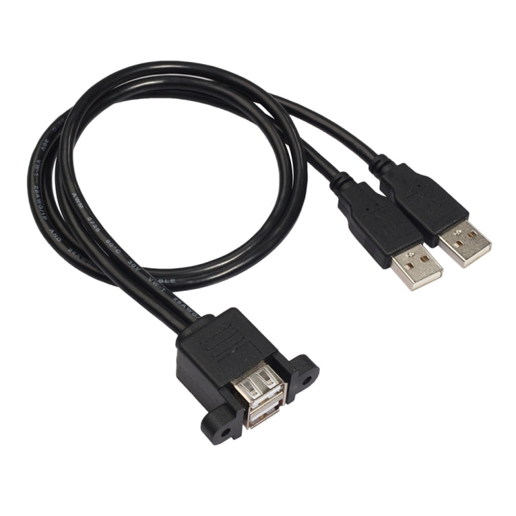 bk3507 Dual USB 2.0 Male to Dual USB Female Extension Cable with Fixing Hole, Length: 50cm, 2 USB 2.0 AM to 2 USB 2.0 AF