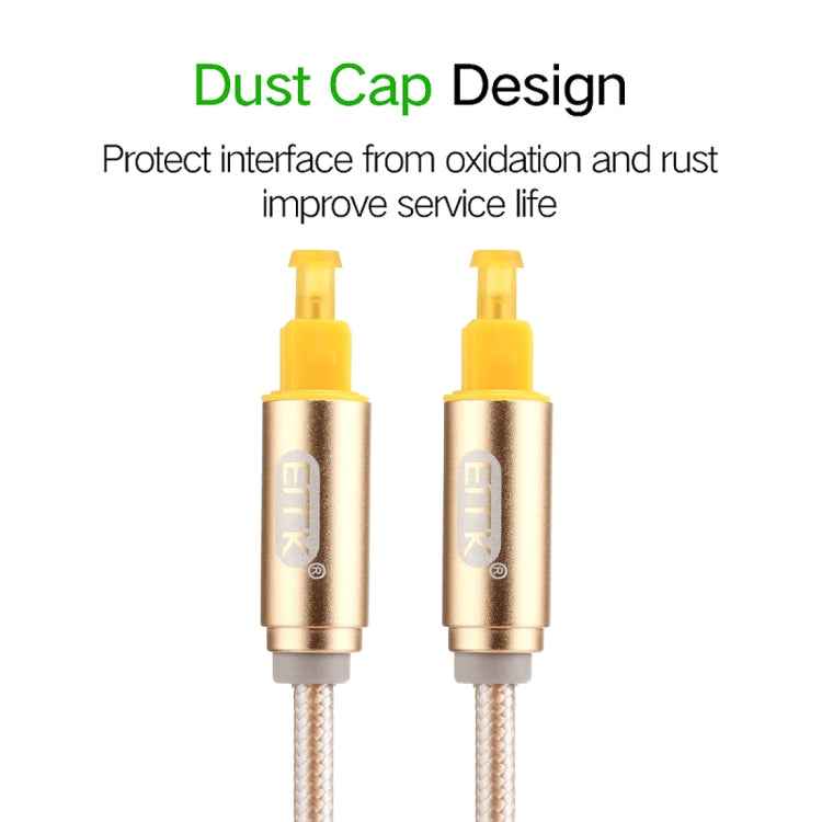 EMK 1.5m OD4.0mm Gold Plated Metal Head Woven Line Toslink Male to Male Digital Optical Audio Cable