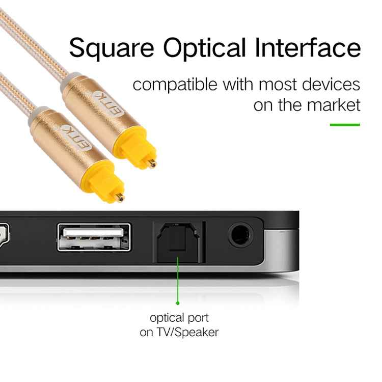 EMK 2m OD4.0mm Gold Plated Metal Head Woven Line Toslink Male to Male Digital Optical Audio Cable