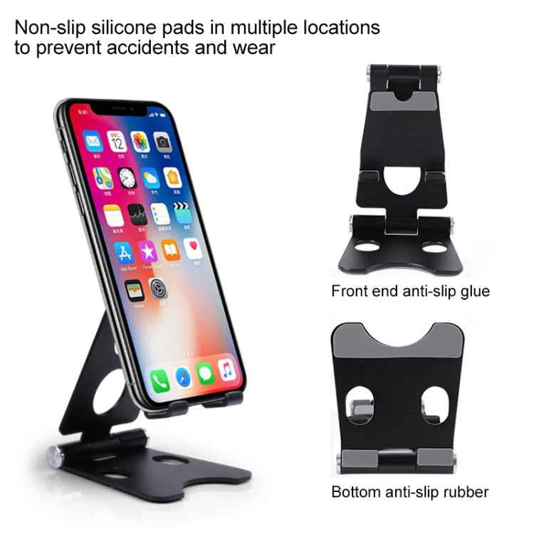 ROOSTAND R2 Aluminum Alloy Mobile Desktop Tablet Bracket Double Folding Lazy Artifact, Size: 6.4x7x9cm