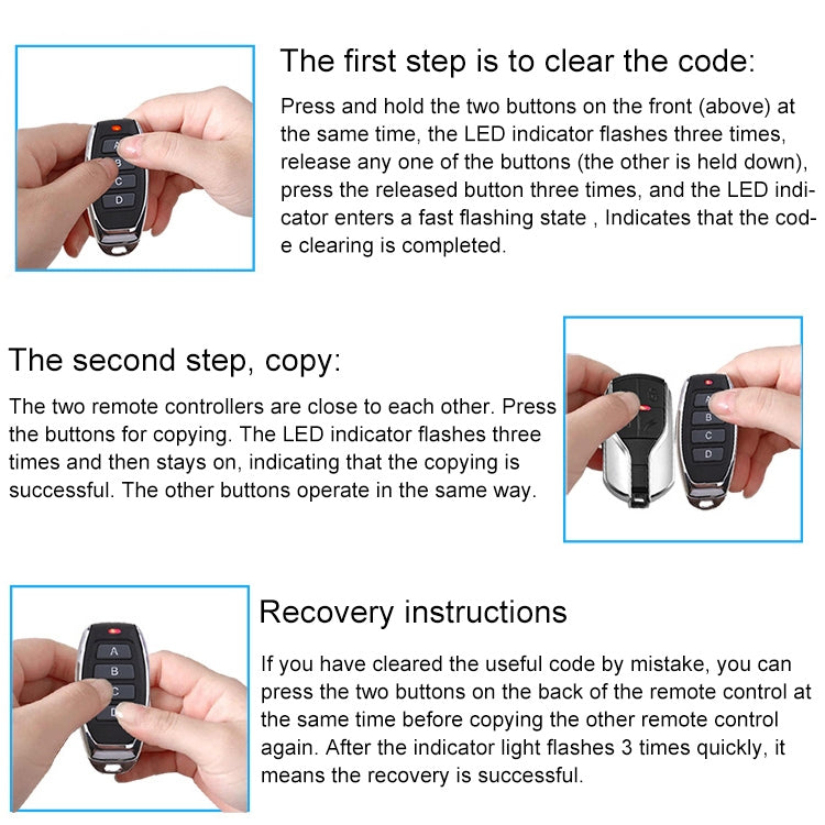 433MHz 3+1 Split Wireless 4-button Remote Control Car Copy Type Remote Control Transmitter for Hyundai / KIA