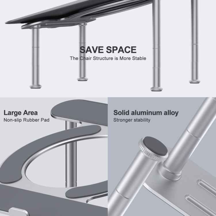 R-JUST BJ03 Universal Detachable Bench Shape Aluminum Alloy Angle Adjustable Laptop Stand