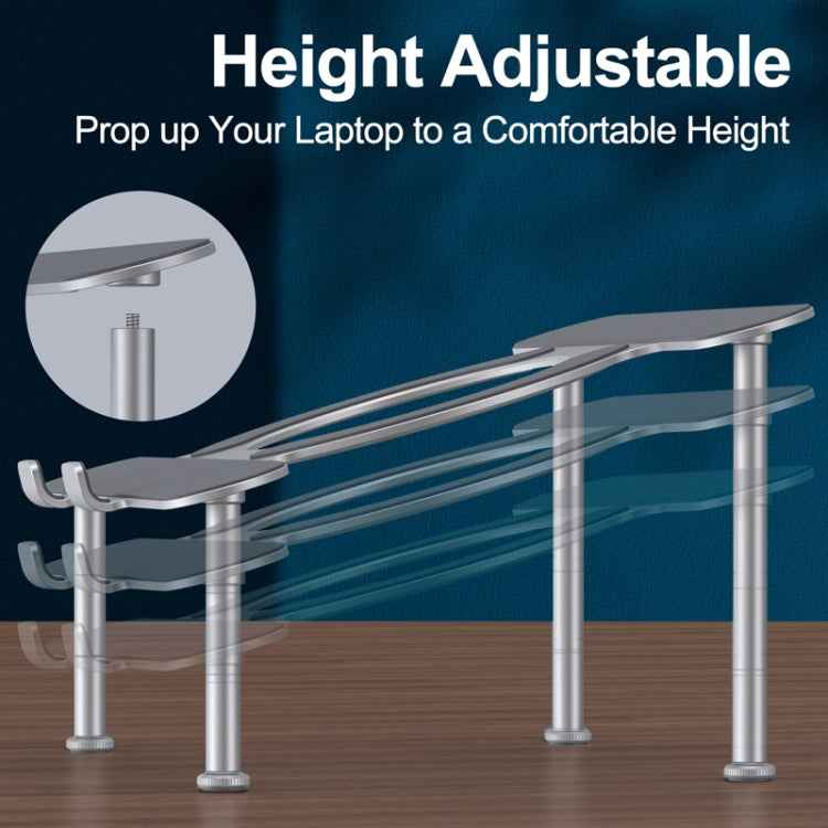 R-JUST BJ03 Universal Detachable Bench Shape Aluminum Alloy Angle Adjustable Laptop Stand