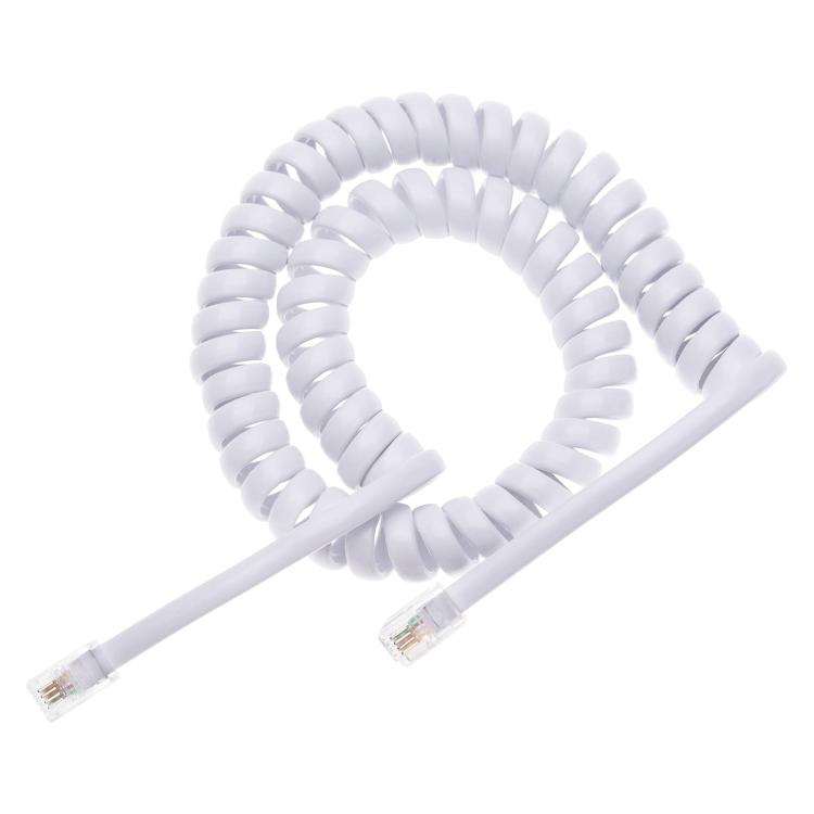 4 Core Male to Male RJ11 Spring Style Telephone Extension Coil Cable Cord Cable, Stretch Length: 2m(Black)