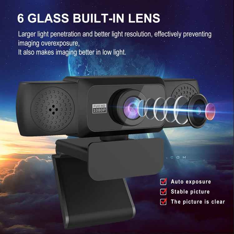 HXSJ S5 1080P Adjustable HD Video Webcam PC Camera with Microphone