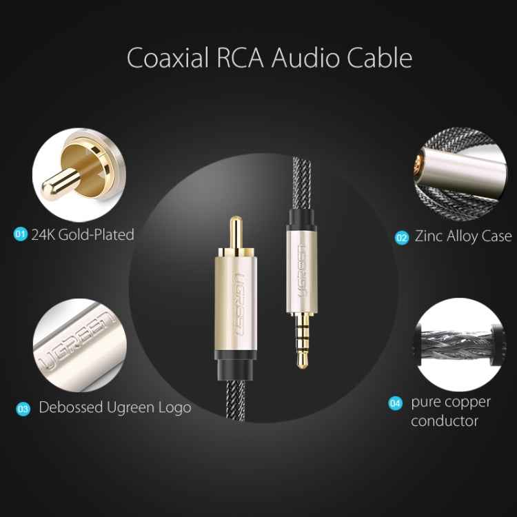 UGREEN 3.5mm to RCA Audio Cable Xiaomi Mi 1/2 TV Digital SPDIF Cable, Length: 2m