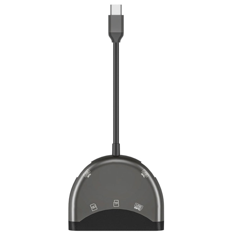 NK-3039 5 in 1 USB-C / Type-C Male to TF / SD Card Slot + 3 USB Female Adapter