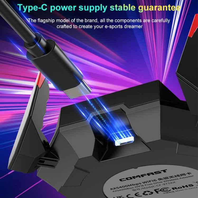 COMFAST CF-977AX 5400Mbps Tri-Band Wireless Network Card WiFi6 Type-C Adapter, CF-977AX
