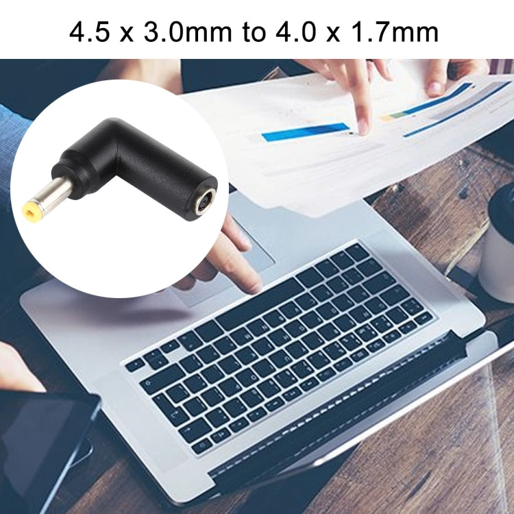 10 PCS 4.5 x 3.0mm Female to 4.0 x 1.7mm Male Plug Elbow Adapter Connector, 4.5x3.0mm to 4.0x1.7mm