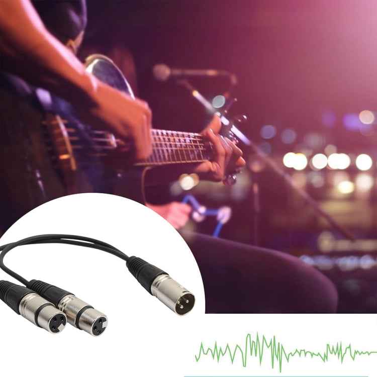 30cm 3 Pin XLR CANNON 1 Male to 2 Female Audio Connector Adapter Cable for Microphone / Audio Equipment, 1 Male to 2 Female Silver