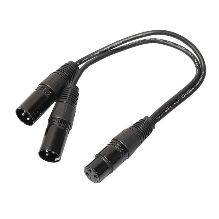 30cm 3 Pin XLR CANNON 1 Female to 2 Male Audio Connector Adapter Cable for Microphone / Audio Equipment, 1 Female to 2 Male Black