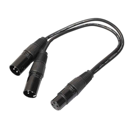 30cm 3 Pin XLR CANNON 1 Female to 2 Male Audio Connector Adapter Cable for Microphone / Audio Equipment, 1 Female to 2 Male Black