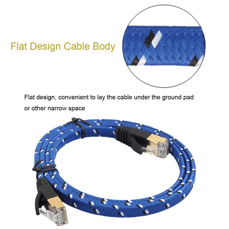 10m Gold Plated CAT-7 10 Gigabit Ethernet Ultra Flat Patch Cable for Modem Router LAN Network, Built with Shielded RJ45 Connector, Length: 10m