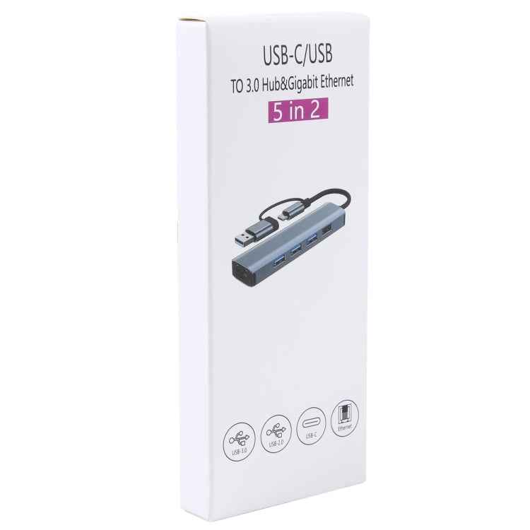 BYL-2208TU 5 in 2 USB + USB-C / Type-C to USB Multifunctional Docking Station HUB Adapter