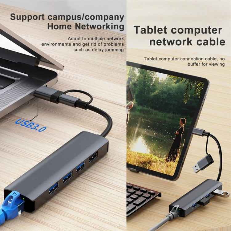 BYL-2208TU 5 in 2 USB + USB-C / Type-C to USB Multifunctional Docking Station HUB Adapter
