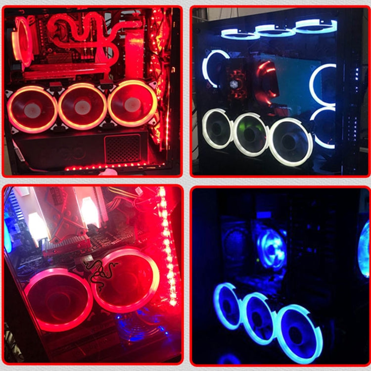 Color LED 12cm 3pin Computer Components Chassis Fan Computer Host Cooling Fan Silent Fan Cooling, with Power Connection Cable & Blue Light