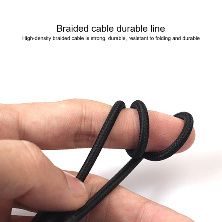 REXLIS 3635 3.5mm Male to Dual RCA Gold-plated Plug Black Cotton Braided Audio Cable for RCA Input Interface Active Speaker, Length: 1m