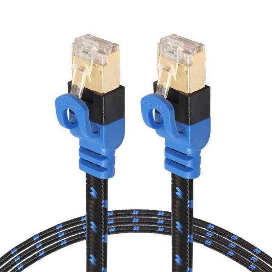 REXLIS CAT7-2 Gold-plated CAT7 Flat Ethernet 10 Gigabit Two-color Braided Network LAN Cable for Modem Router LAN Network, with Shielded RJ45 Connectors, Length: 10m