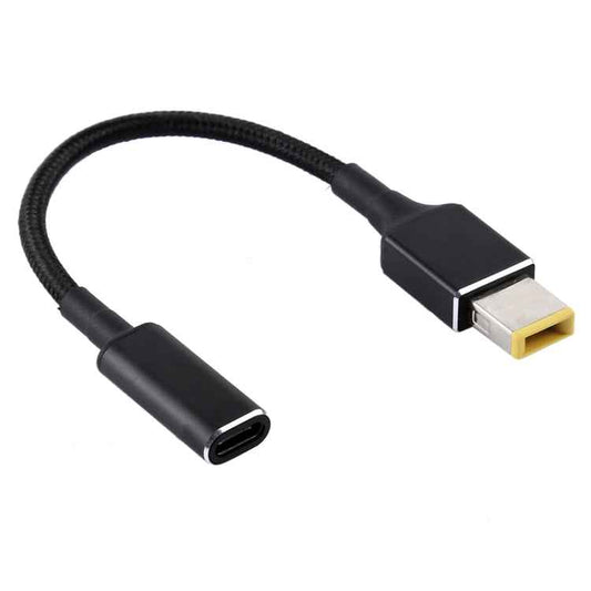 PD 100W 18.5-20V Square Plug to USB-C / Type-C Adapter Nylon Braid Cable for Lenovo Laptop