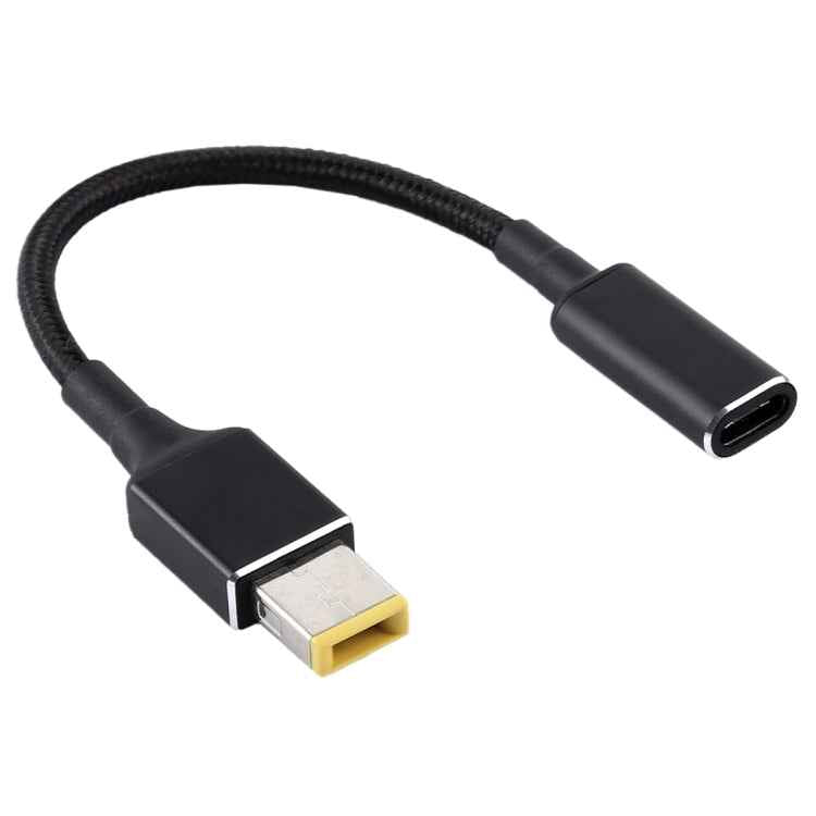 PD 100W 18.5-20V Square Plug to USB-C / Type-C Adapter Nylon Braid Cable for Lenovo Laptop