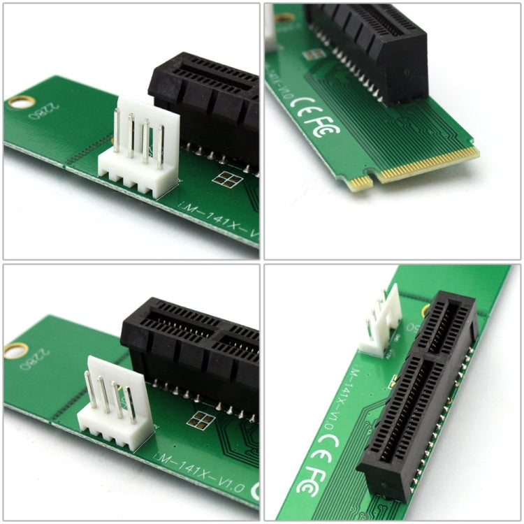 Tarjeta conversora adaptadora PCI-E 4X hembra a NGFF M.2 M macho con cable de alimentación