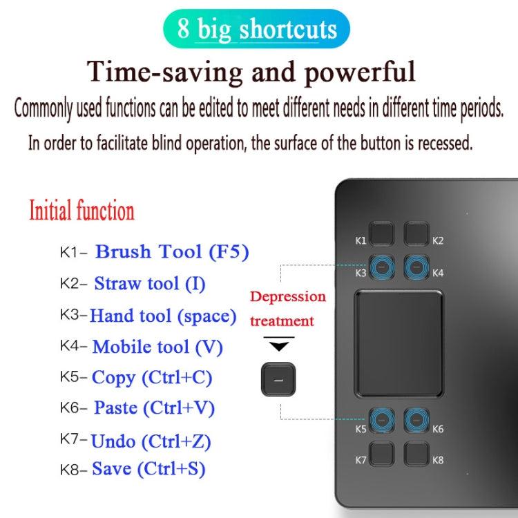 VEIKK A50 10x6 inch 5080 LPI Smart Touch Electronic Graphic Tablet, with Type-c Interface