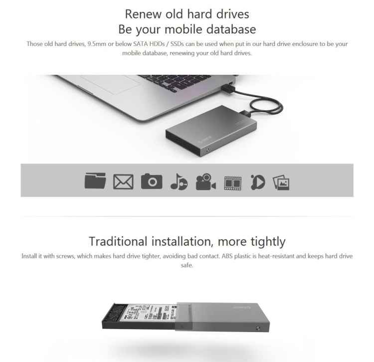 ORICO 2518S3 USB3.0 External Hard Disk Box Storage Case for 7mm & 9.5mm 2.5 inch SATA HDD / SSD