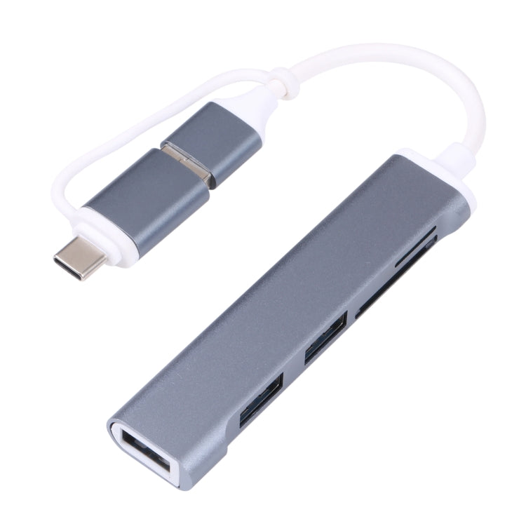 A-807 5 in 1 USB 3.0 and Type-C / USB-C to USB 3.0 HUB Adapter Card Reader, A-807