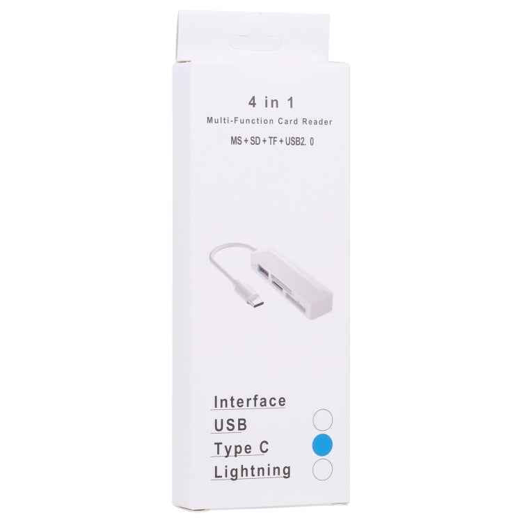 4 in 1 MS + SD + TF + USB2.0 Multi-function Card Reader for Type-C Devices