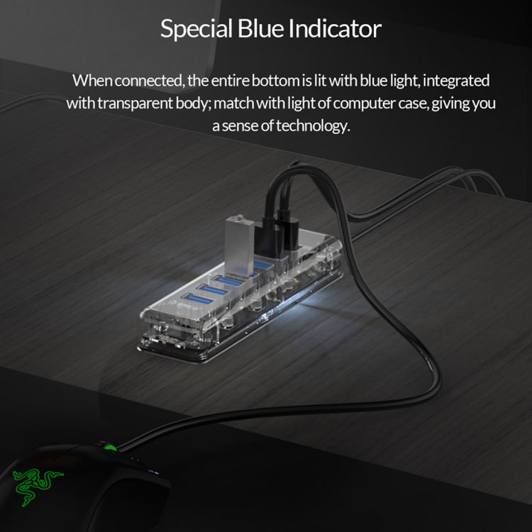 ORICO F7U 7 x USB 3.0 Ports 5Gbps Fast Transmission Desktop HUB with Blue LED Indicator Light, 7 Ports