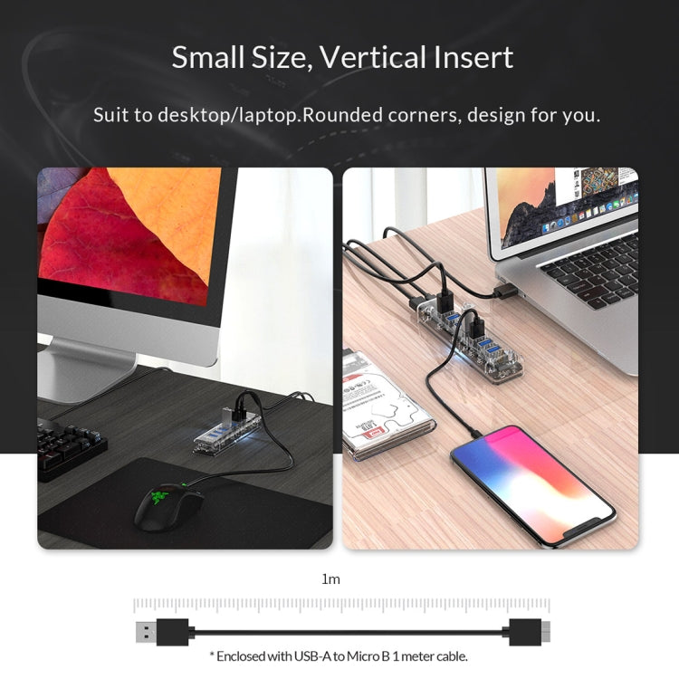 ORICO F7U 7 x USB 3.0 Ports 5Gbps Fast Transmission Desktop HUB with Blue LED Indicator Light, 7 Ports