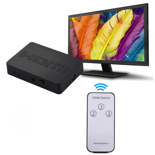 1080P 3 x 1 Ports (3 Ports Input x 1 Port Output) HDMI Switch with Remote Control, 3 Inputs to 1 output