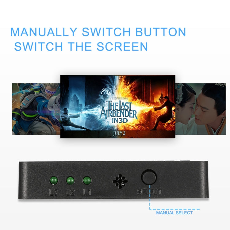 1080P 3 x 1 Ports (3 Ports Input x 1 Port Output) HDMI Switch with Remote Control, 3 Inputs to 1 output